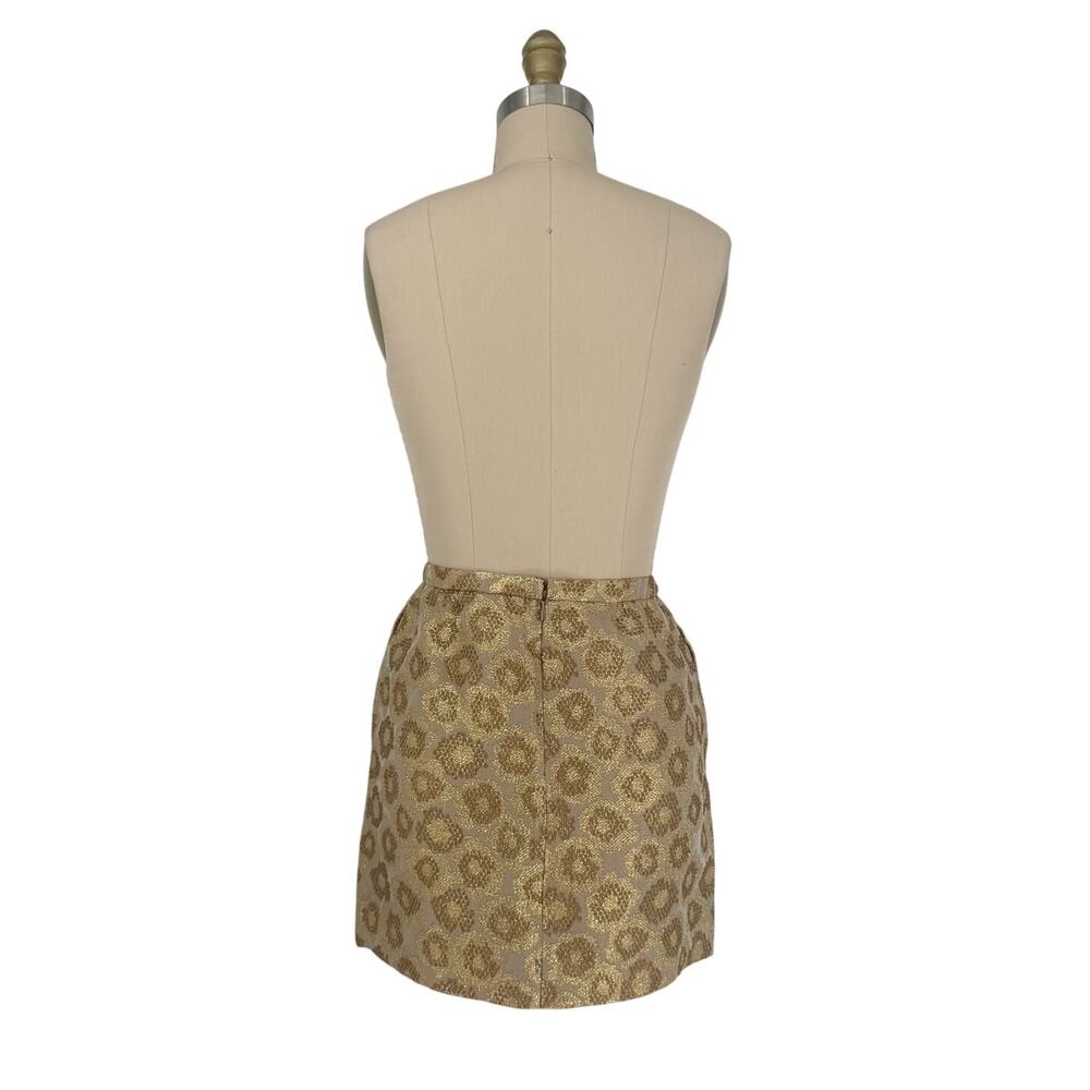 J. Crew Goldenrod Jacquard Mini Skirt Womens size 0 Gold Metallic - Picture 5 of 16